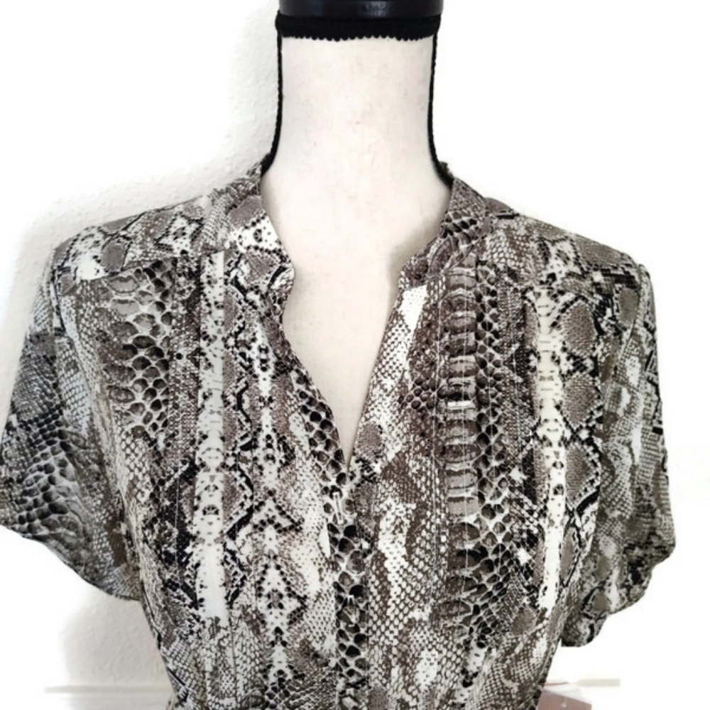 New! Nanette Lepore Snake Print Semi Sheer Dress With Slip Quiet Luxury Size 14 - Picture 4 of 5